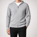 Soren | Mens Knitted Hooded Zip Up Jumper Sweater Cardigan, Grey