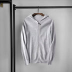 Soren | Mens Knitted Hooded Zip Up Jumper Sweater Cardigan - Grey