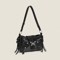 Stacy | Womens Bow Crossbody Bag Motorcycle Shoulder Purse Handbag, Black