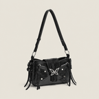 Stacy | Womens Bow Crossbody Bag Motorcycle Shoulder Purse Handbag, Black