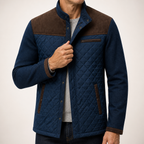 Stanley | Mens Quilted Stand Collar Autumn Corduroy Jacket, Brown