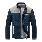 Stanley | Mens Quilted Stand Collar Jacket, White Grey