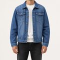 Stephen | Mens Fleece Lined Workwear Denim Jacket, Dark Blue