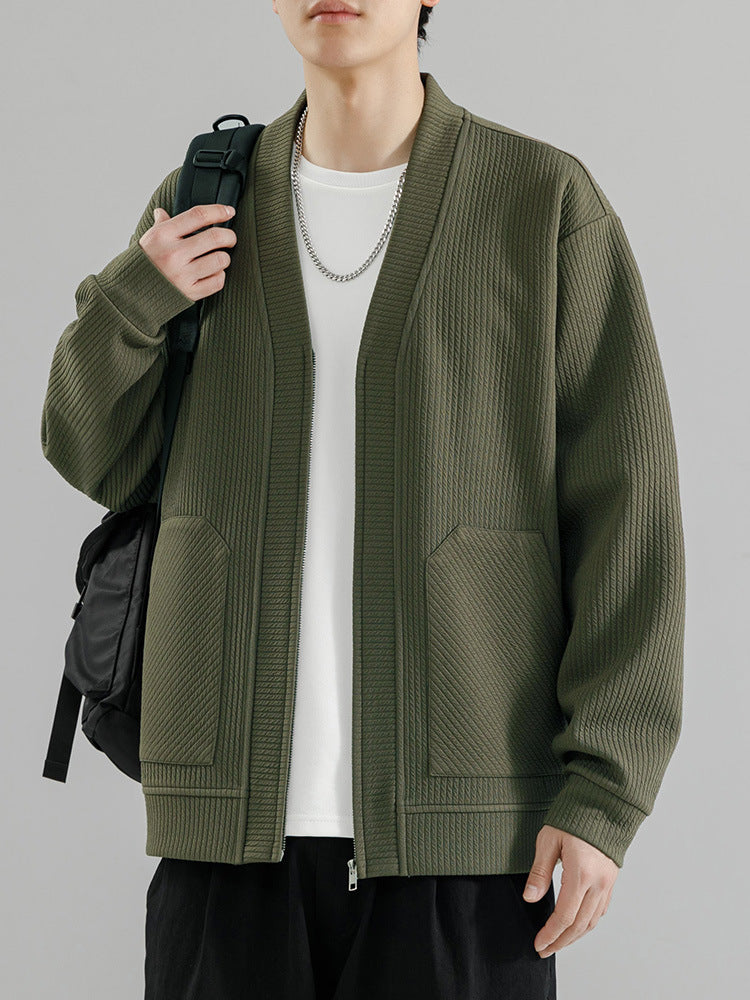 Sterling | Mens Zip Up Solid Colour Casual Cardigan - 2