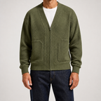 Sterling | Mens Zip Up Solid Colour Casual Cardigan, Army Green
