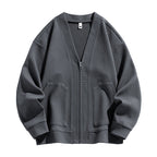Sterling | Mens Zip Up Solid Colour Casual Cardigan - Grey