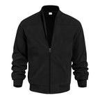 Steve | Mens Faux Suede Stand Collar Zip Up Bomber Jacket