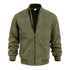 Steve | Mens Faux Suede Stand Collar Zip Up Bomber Jacket
