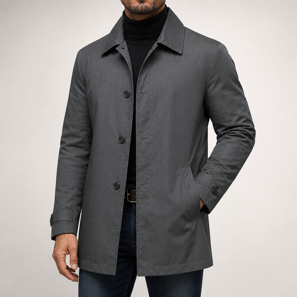 Stuart | Mens Waterproof Windbreaker Lightweight Rain Harrington Jacket, Grey