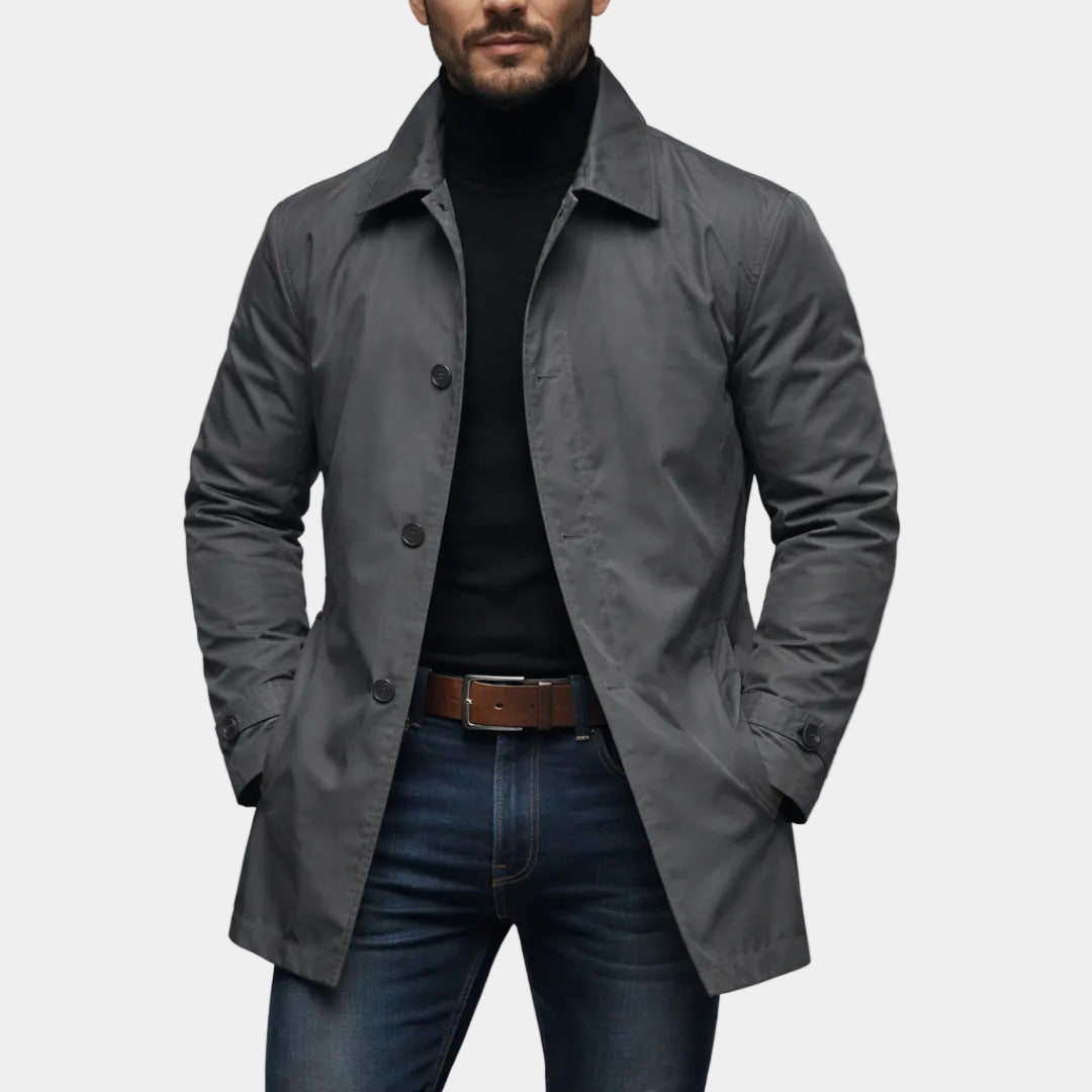 Stuart | Mens Waterproof Windbreaker Lightweight Rain Harrington Jacket, Grey