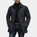 Stuart | Mens Waterproof Windbreaker Lightweight Rain Harrington Jacket, Black