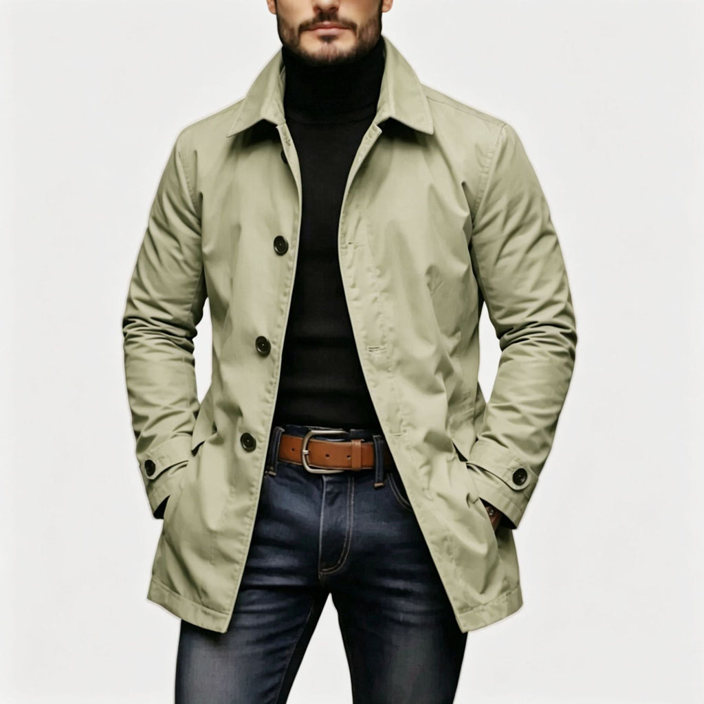 Stuart | Mens Waterproof Windbreaker Lightweight Rain Harrington Jacket, Khaki
