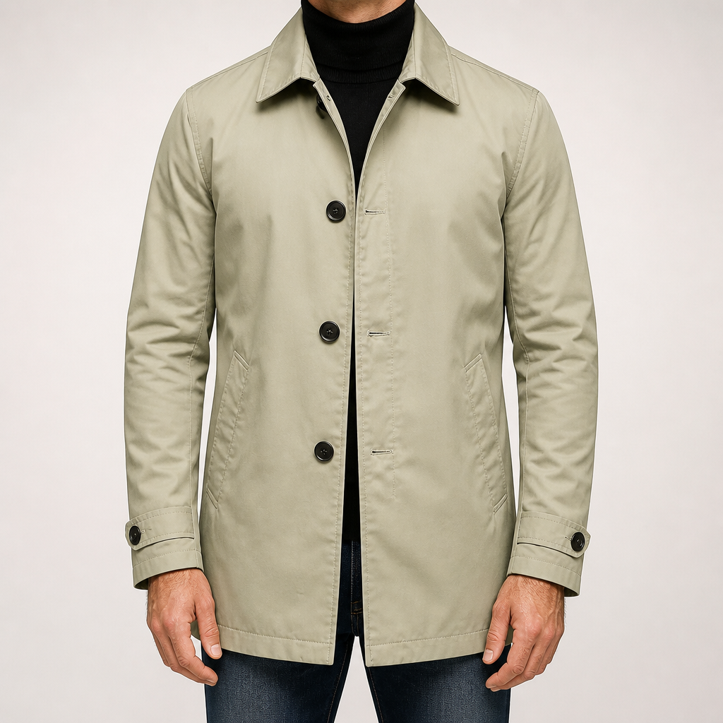 Stuart | Mens Waterproof Windbreaker Lightweight Rain Harrington Jacket, Khaki
