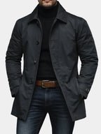 Stuart | Mens Waterproof Windbreaker Lightweight Rain Harrington Jacket, Black