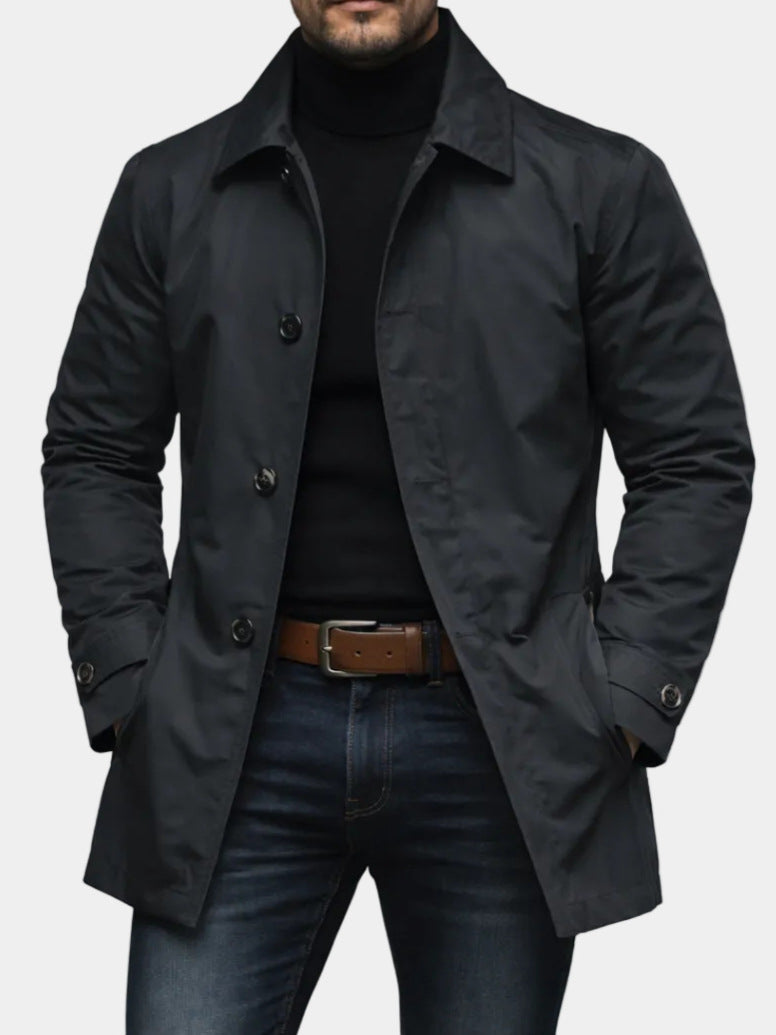 Stuart | Mens Waterproof Windbreaker Lightweight Rain Harrington Jacket, Black