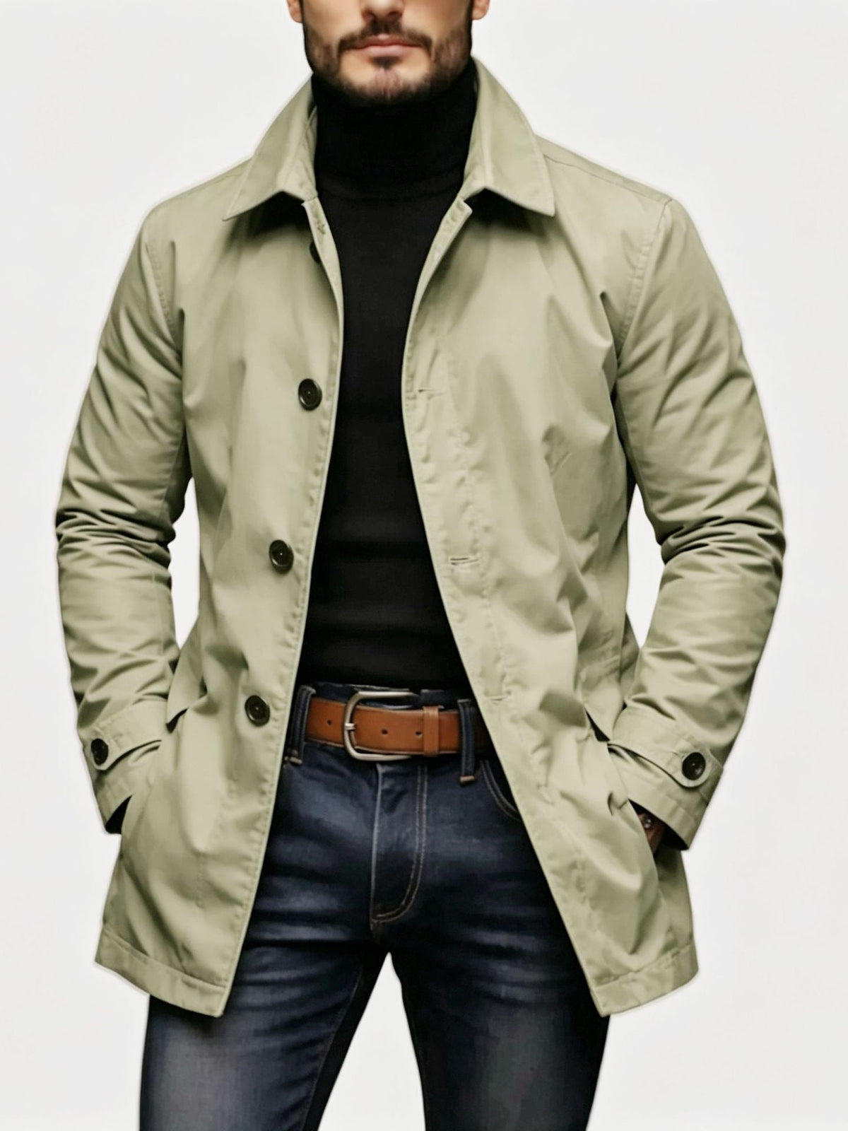 Stuart | Mens Waterproof Windbreaker Lightweight Rain Harrington Jacket, Khaki