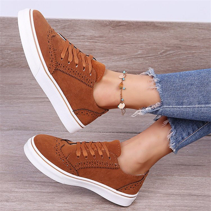 Susan | Womens Comfortable Flats Casual Lace Up Round Toe Flat Shoes