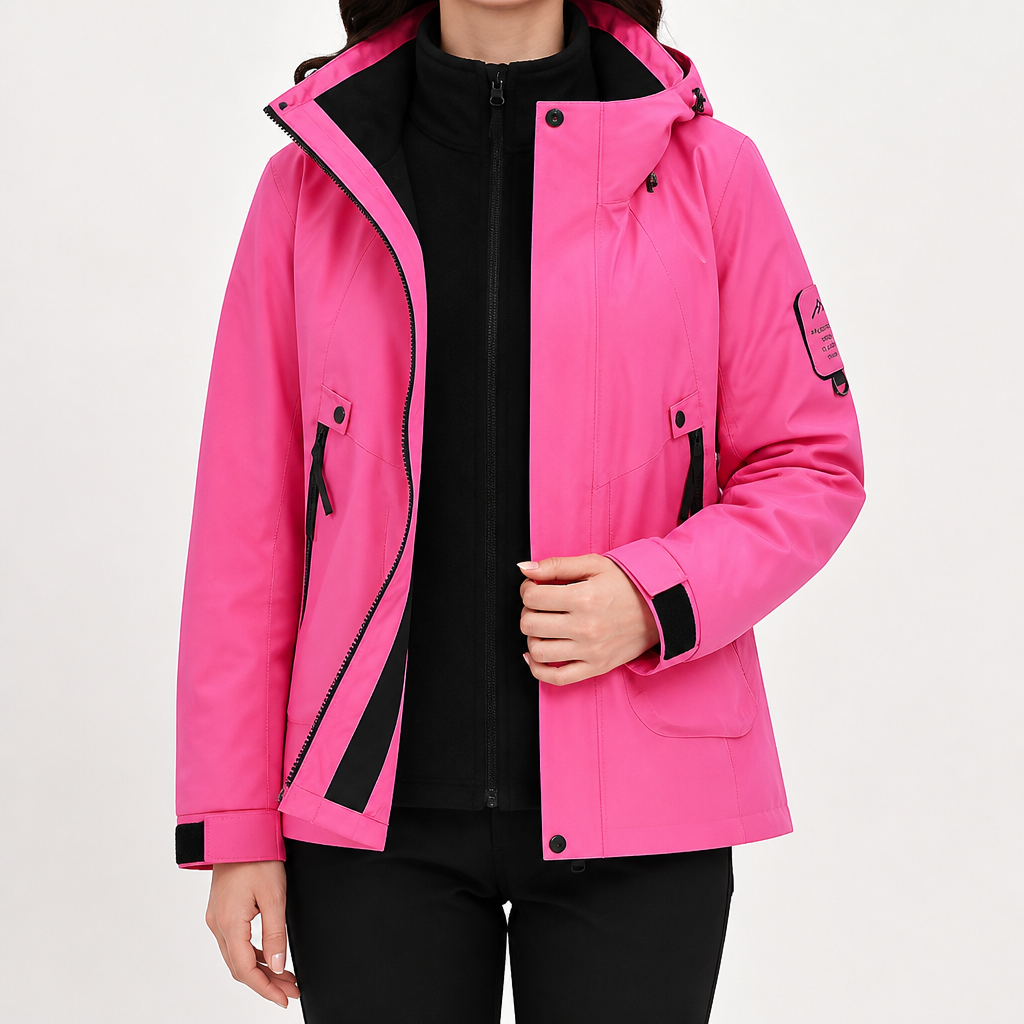 Susannah | Womens Water Resistant Hooded 3-in-1 Jacket, Magenta