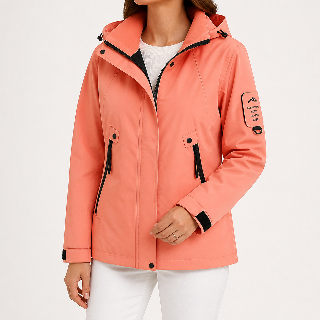 Susannah | Womens Water Resistant Hooded 3-in-1 Jacket, Coral Orange