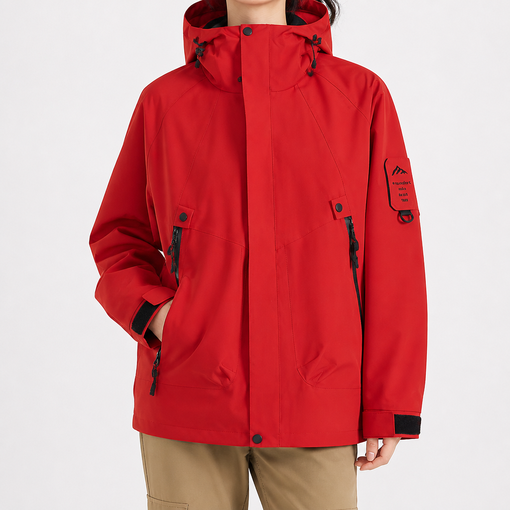 Susannah | Womens Water Resistant Hooded 3-in-1 Jacket, Vermilion Red 2