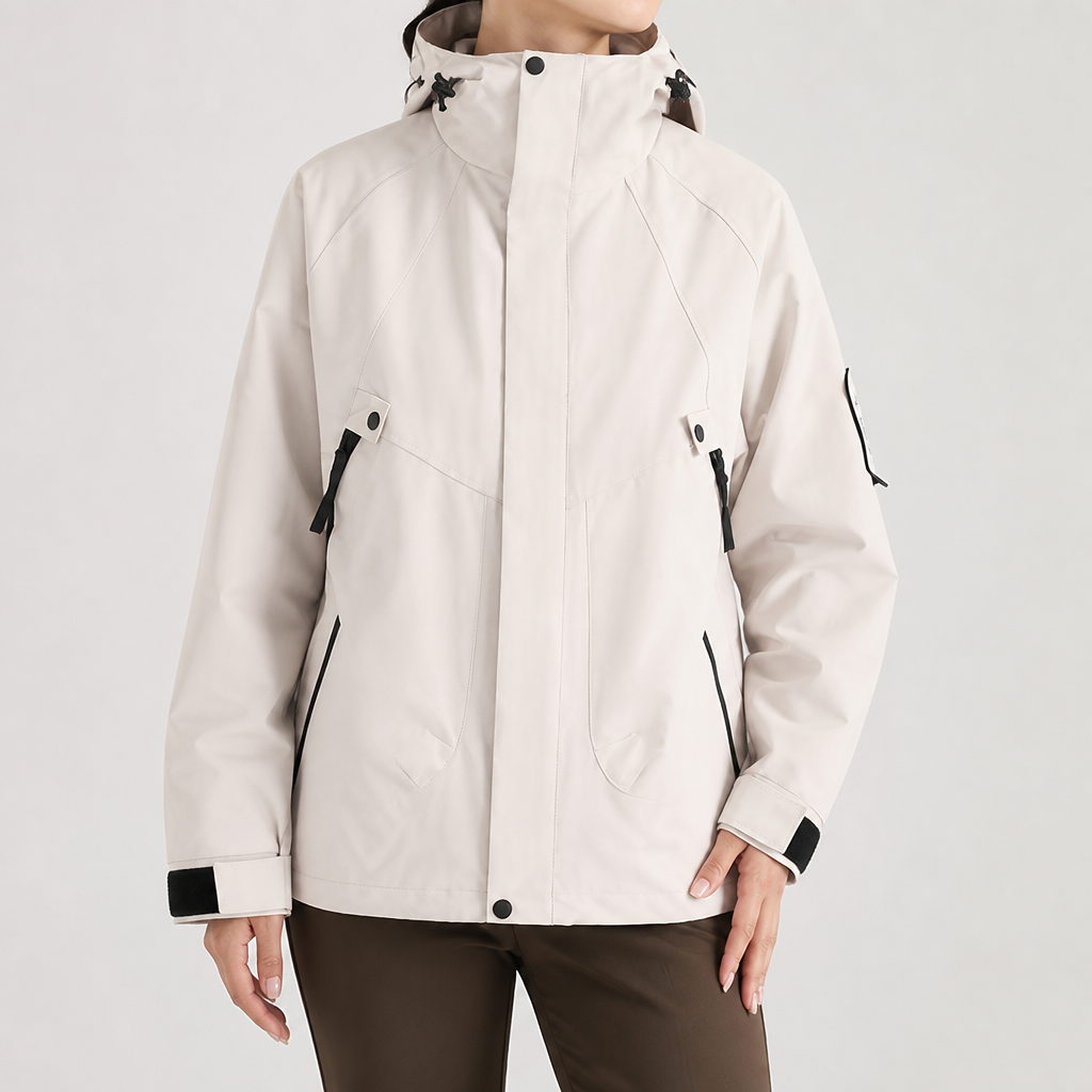 Susannah | Womens Water Resistant Hooded 3-in-1 Jacket, Ivory White 2