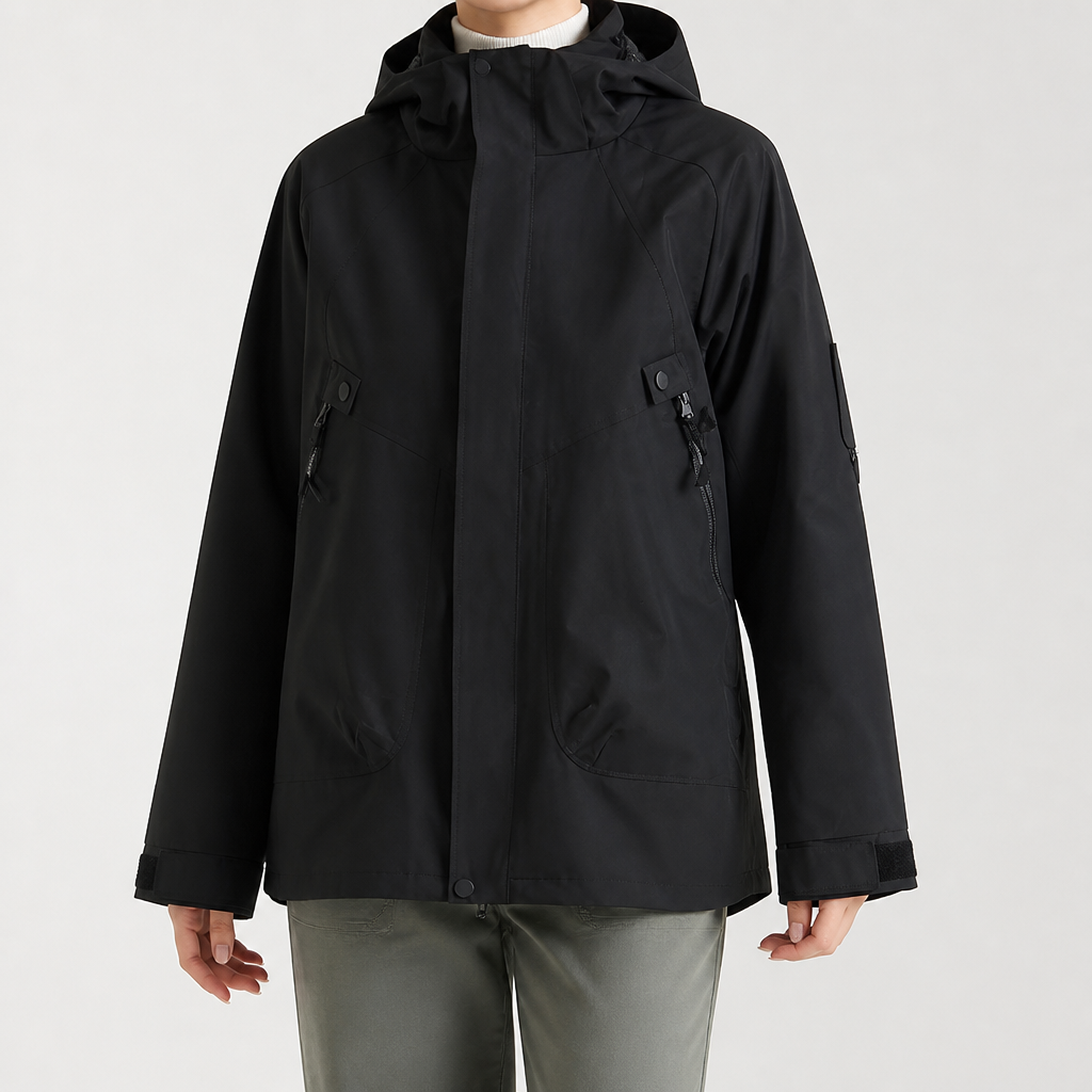 Susannah | Womens Water Resistant Hooded 3-in-1 Jacket, Black 2