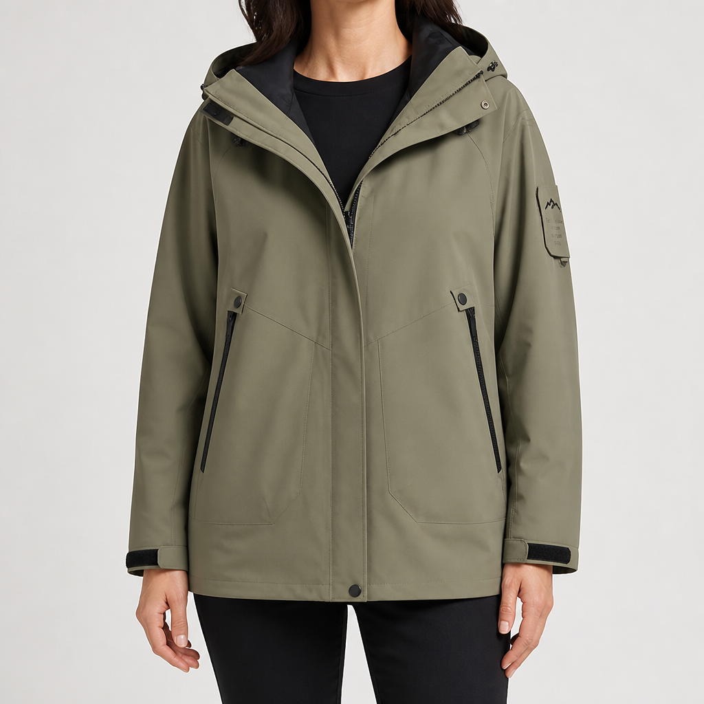 Susannah | Womens Water Resistant Hooded 3-in-1 Jacket, Army Green 2