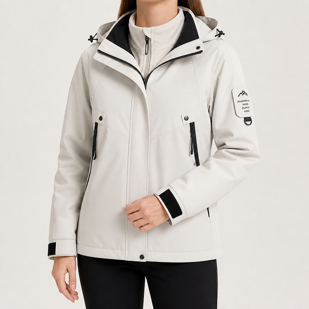 Susannah | Womens Water Resistant Hooded 3-in-1 Jacket, Ivory White