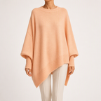 Suzanne | Womens Soft Warm Loose Round Neck Knit Pullover Sweater, Apricot