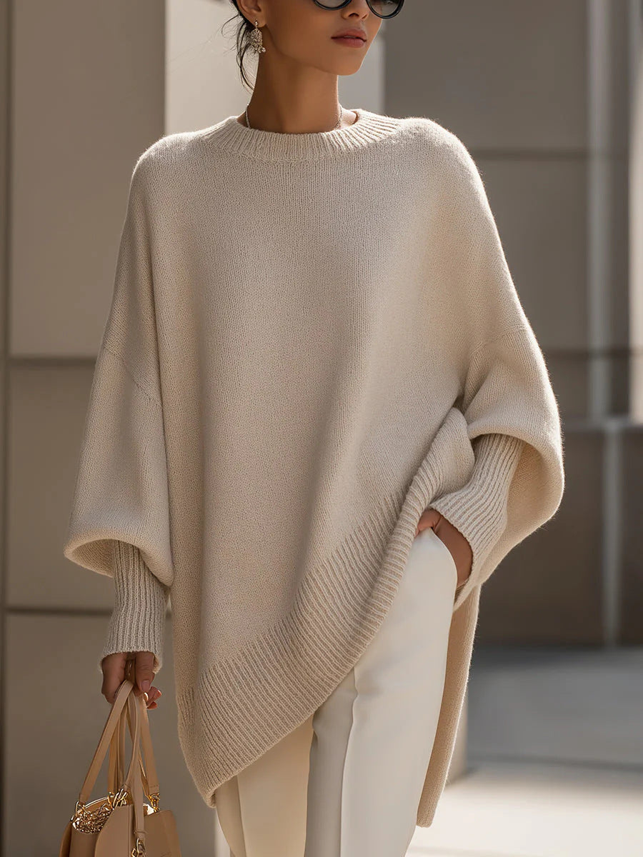 Suzanne | Womens Soft Warm Loose Round Neck Knit Pullover Sweater