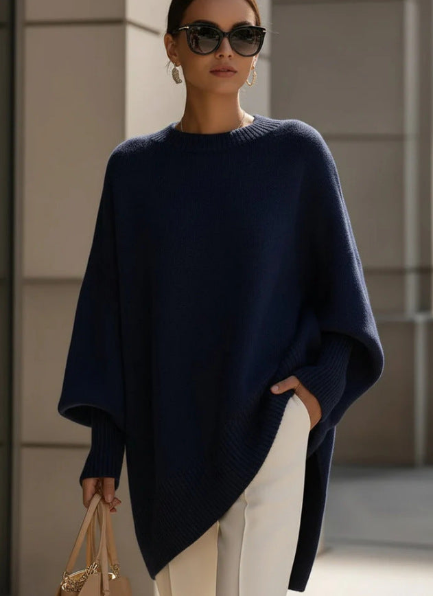 Suzanne | Womens Soft Warm Loose Round Neck Knit Pullover Sweater