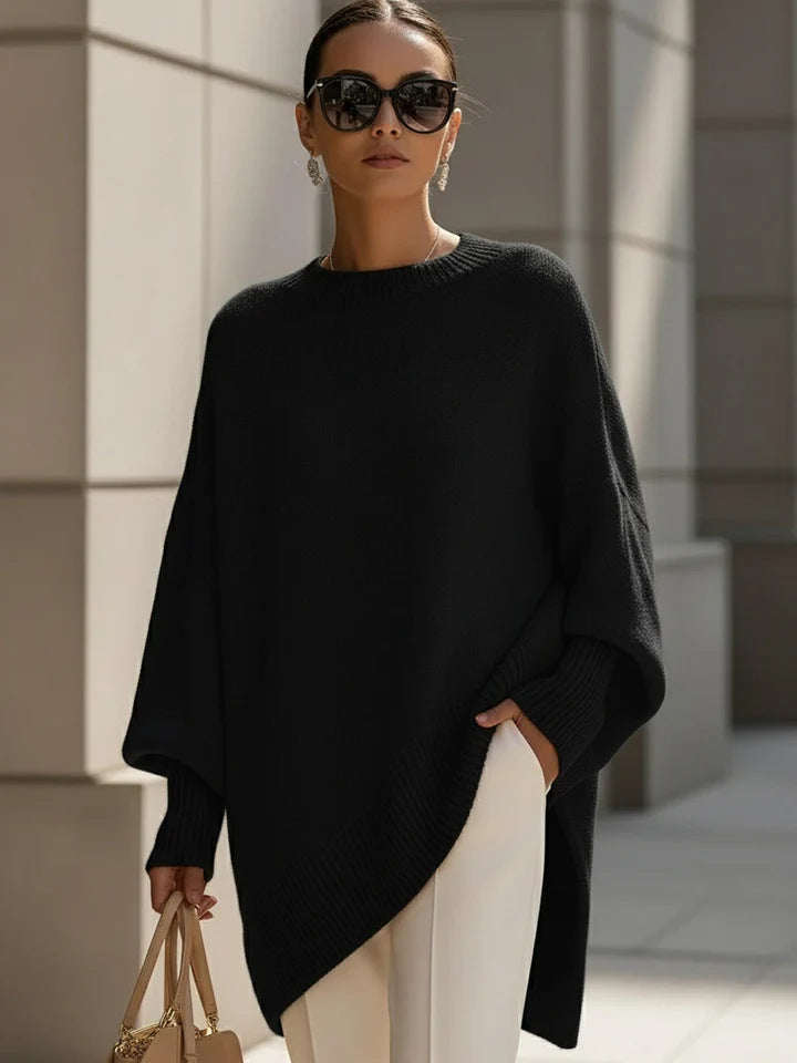 Suzanne | Womens Soft Warm Loose Round Neck Knit Pullover Sweater