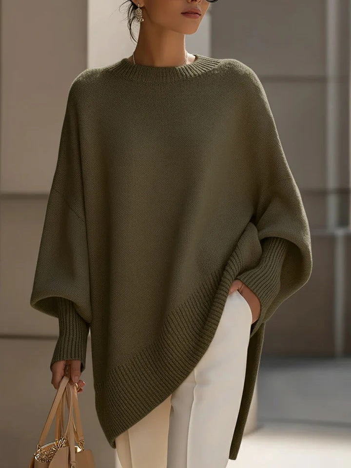 Suzanne | Womens Soft Warm Loose Round Neck Knit Pullover Sweater