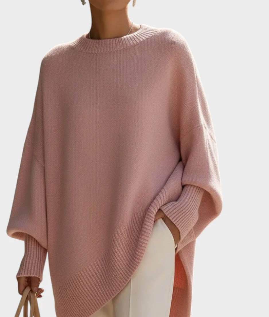 Suzanne | Womens Soft Warm Loose Round Neck Knit Pullover Sweater