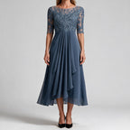 Sydney | Womens Wedding Guest Bridesmaid Cocktail Lace Chiffon Midi Dress