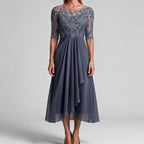 Sydney | Womens Wedding Guest Bridesmaid Cocktail Lace Chiffon Midi Dress