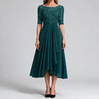 Sydney | Womens Wedding Guest Bridesmaid Cocktail Lace Chiffon Midi Dress