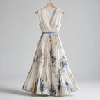 Sylvia | Womens Wedding Guest Sleeveless Pleated Printed Summer Maxi Dress