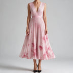 Sylvia | Womens Wedding Guest Sleeveless Pleated Printed Summer Maxi Dress