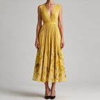Sylvia | Womens Wedding Guest Sleeveless Pleated Printed Summer Maxi Dress