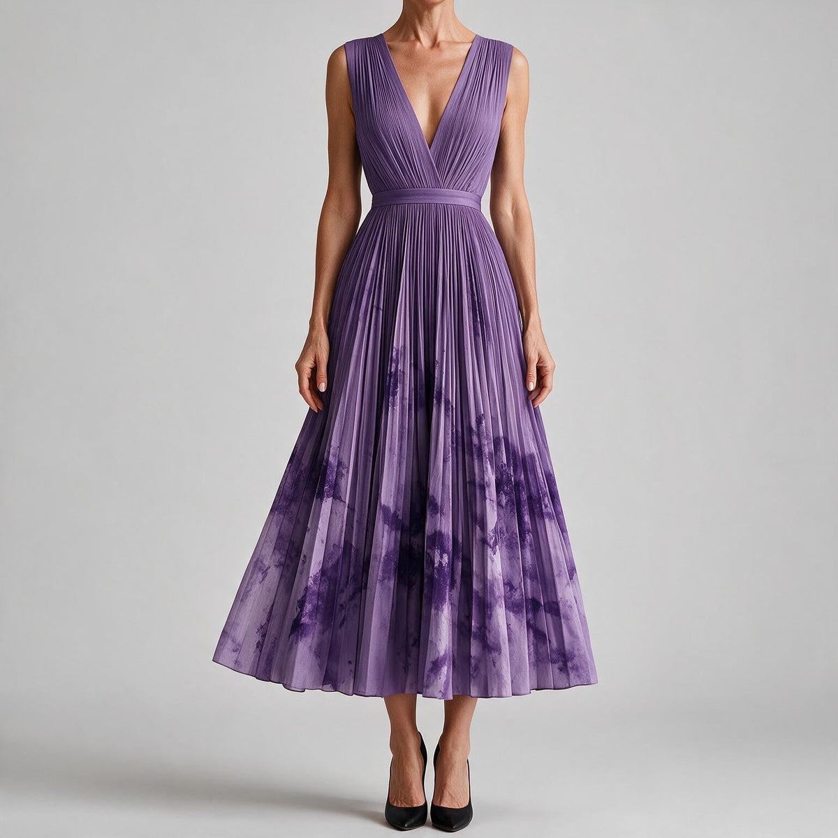 Sylvia | Womens Wedding Guest Sleeveless Pleated Printed Summer Maxi Dress
