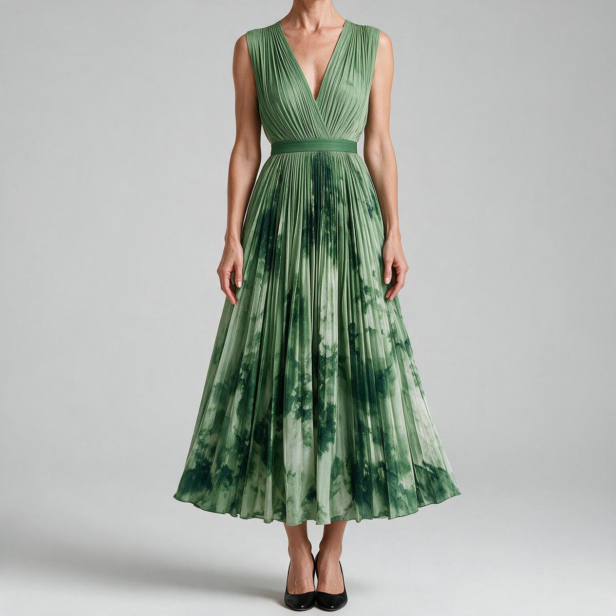 Sylvia | Womens Wedding Guest Sleeveless Pleated Printed Summer Maxi Dress