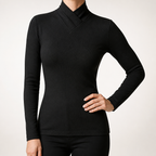 Talia | Womens Half Turtleneck Long Sleeve Ribbed Top, Black