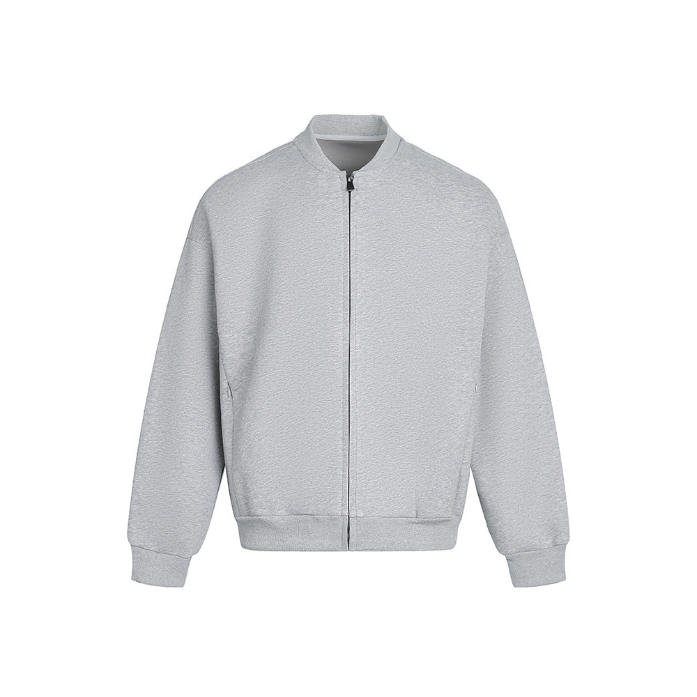 Tamara | Womens Cropped Varsity Baseball Relaxed Fit Fall Bomber Jacket, Heather Grey