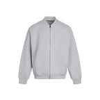 Tamara | Womens Cropped Varsity Baseball Relaxed Fit Fall Bomber Jacket, Heather Grey