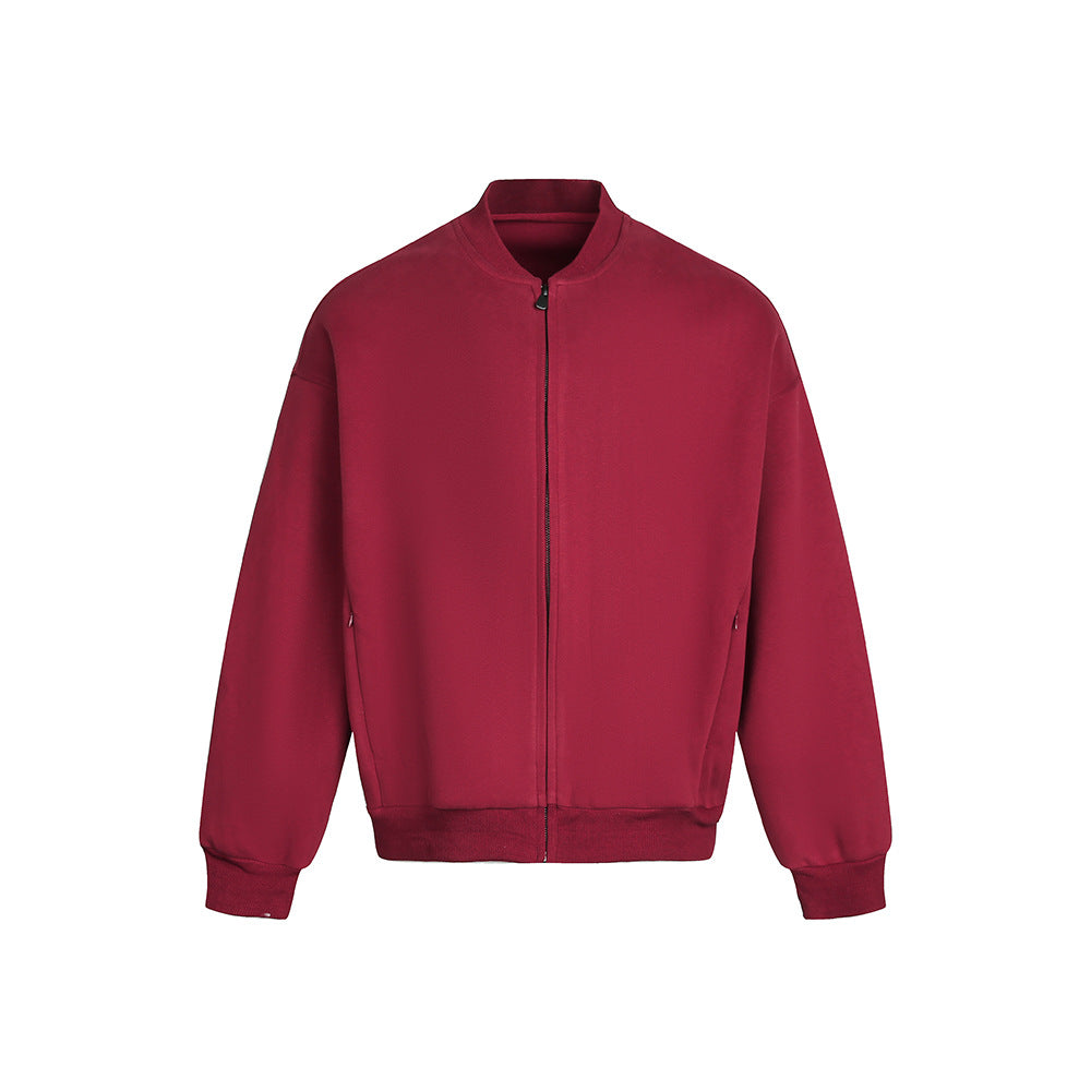 Tamara | Womens Cropped Varsity Baseball Relaxed Fit Fall Bomber Jacket, Wine Red