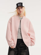 Tamara | Womens Cropped Varsity Baseball Relaxed Fit Fall Bomber Jacket, Pink