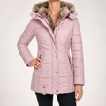 Tammy | Womens Fur Collar Padded Warm Winter Parka Jacket Coat, Pink