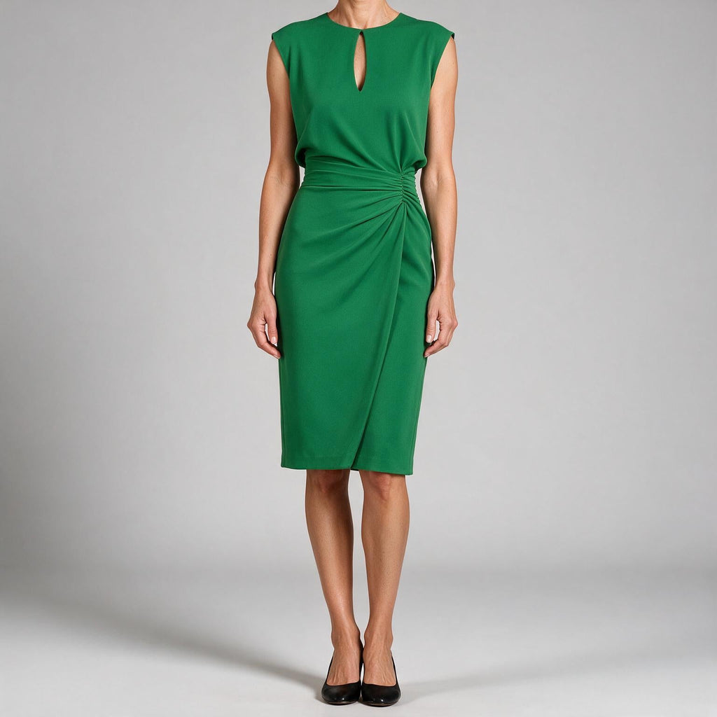 Tanya | Womens Classy Wedding Guest Midi Dress Sleeveless Cut Out Knot Front