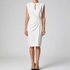 Tanya | Womens Classy Wedding Guest Midi Dress Sleeveless Cut Out Knot Front